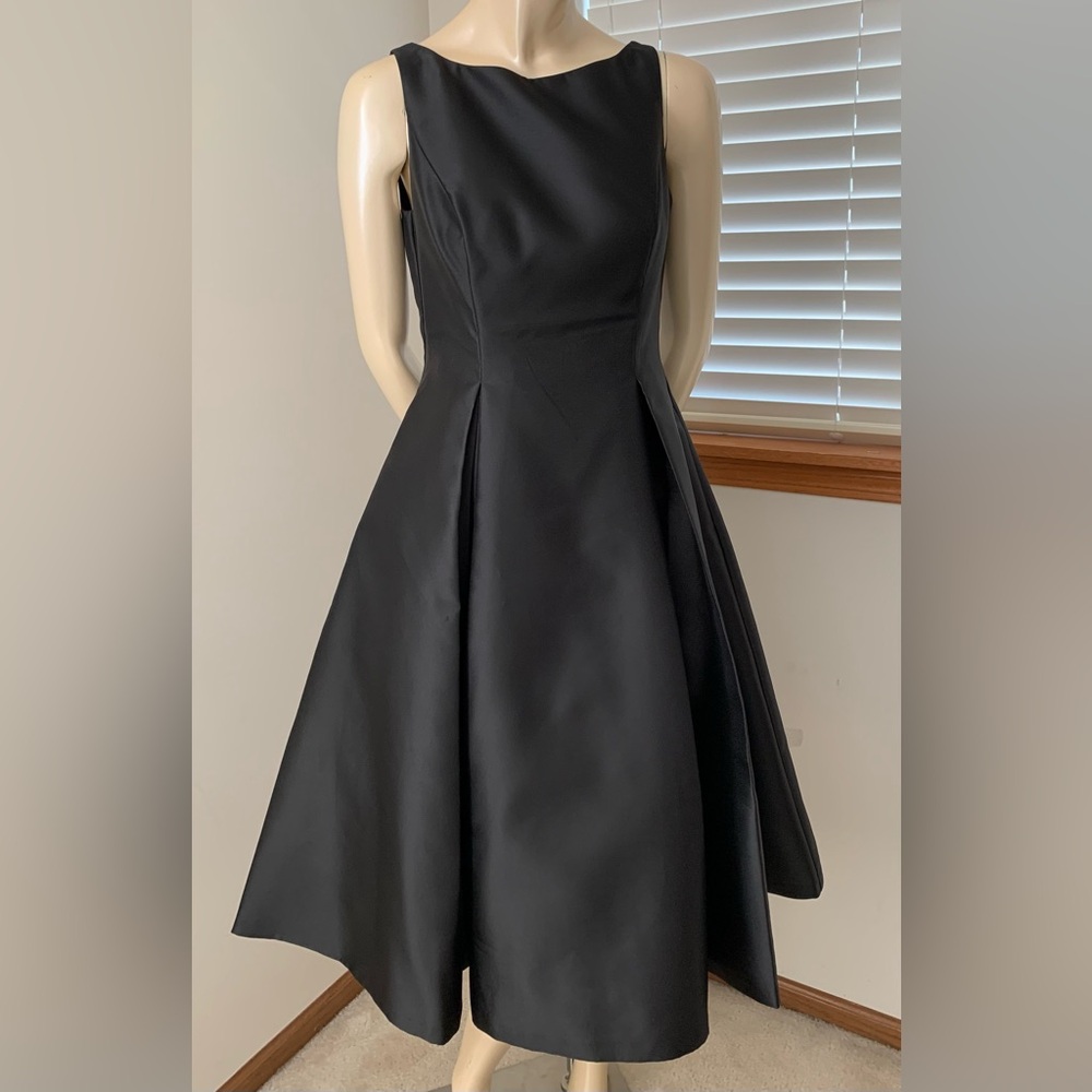 ❤️ Adrianna Papell Elegant Black Midi Dress - Picture 2 of 11